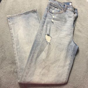 Wide leg denim pants